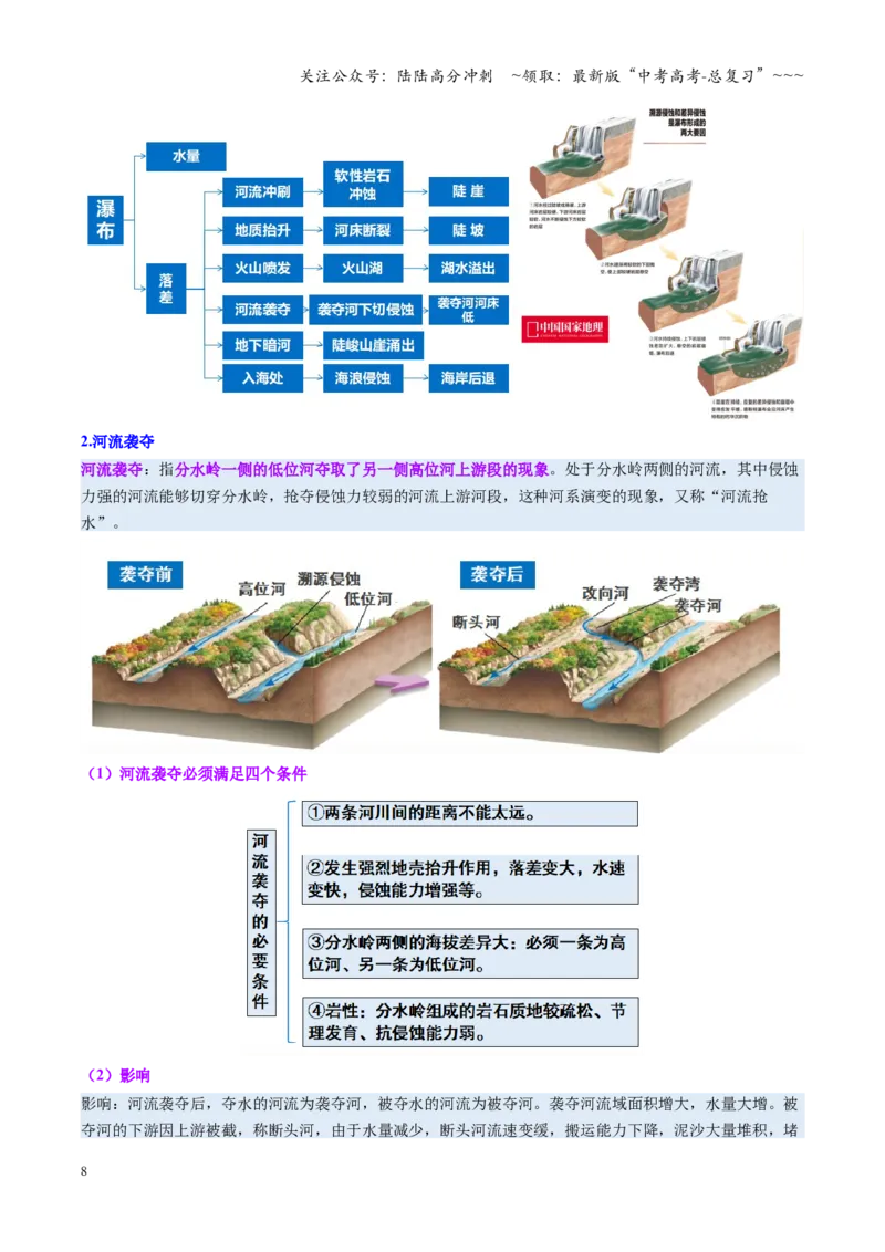 《第15讲河流地貌的发育及河流冲淤（复习讲义）（全国通用）（教师版）_07-地理-高考总复习_一轮复习_2026年-地理高考一轮复习_2026年高考地理一轮复习讲义+练习+课件（新教材新高考）-G55》第8页预览