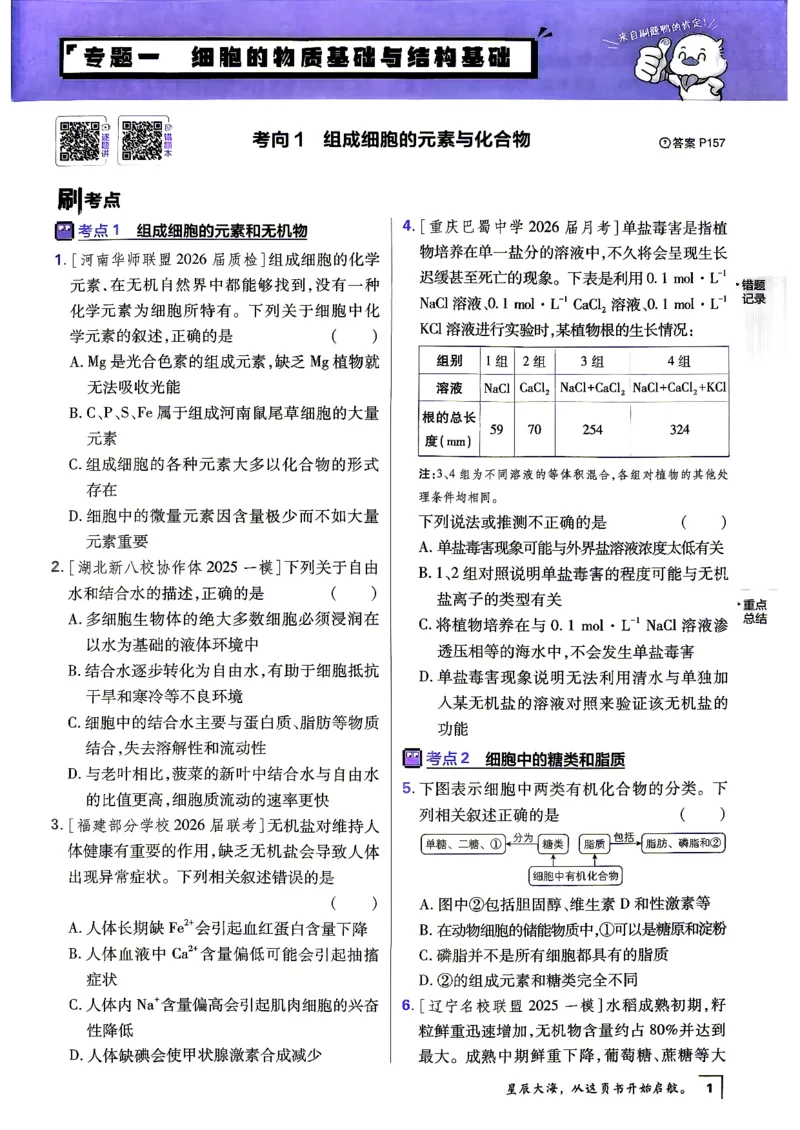 《生物上分题_小初高学习资料合集（每天更新）_2027版《高考上分攻略》数学+物理+生物+化学_2027版高中《必刷题》上分攻略（生物）》第6页预览