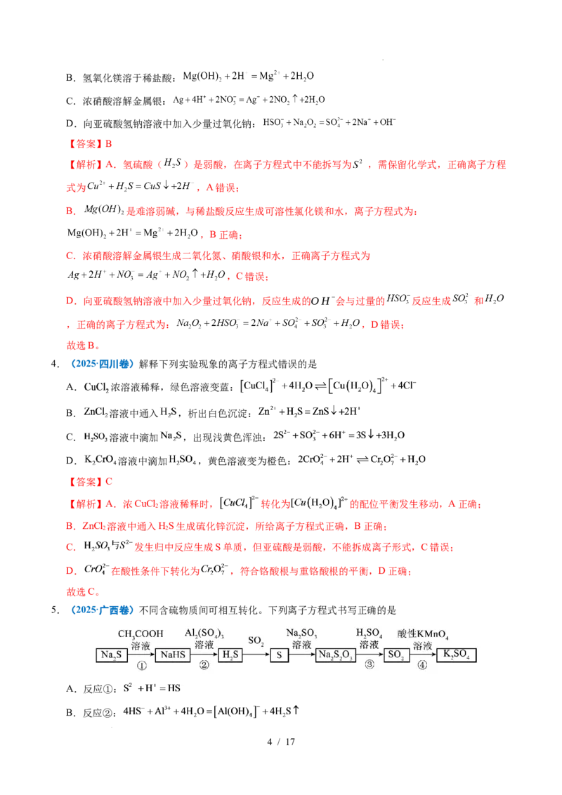 《专题03离子反应（解析）_9.11_2027版高考《2022-2026高考真题分类汇编》（化学）（全国通用）》第4页预览