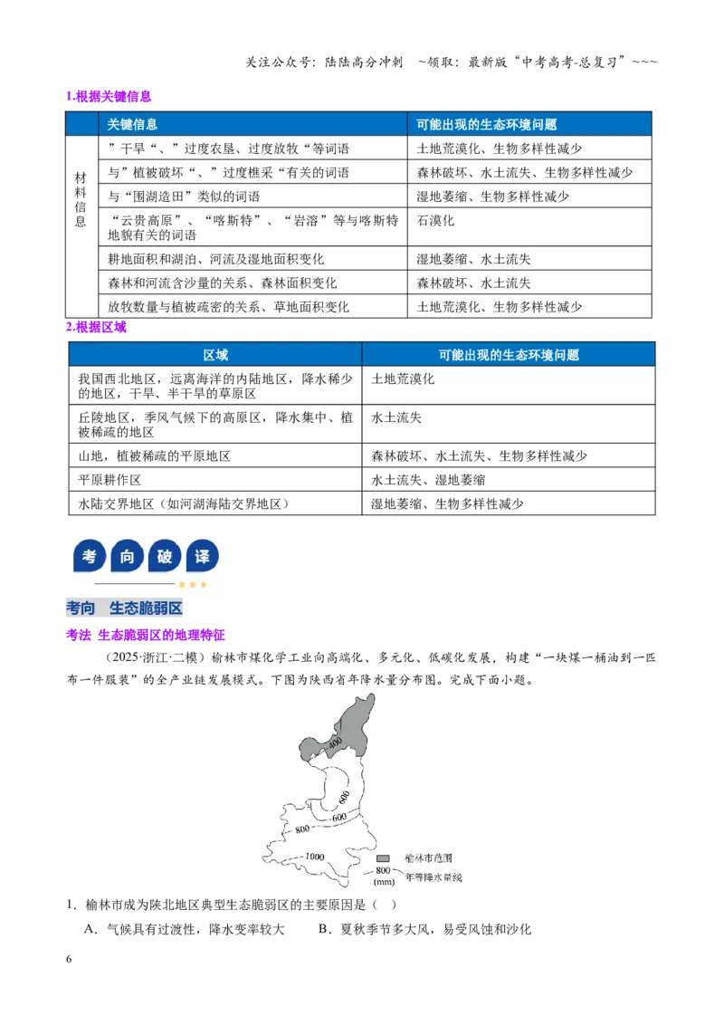 《第31讲生态脆弱区的综合治理（复习讲义）（全国通用）（教师版）_07-地理-高考总复习_一轮复习_2026年-地理高考一轮复习_2026年高考地理一轮复习讲义+练习+课件（新教材新高考）-G55》第6页预览