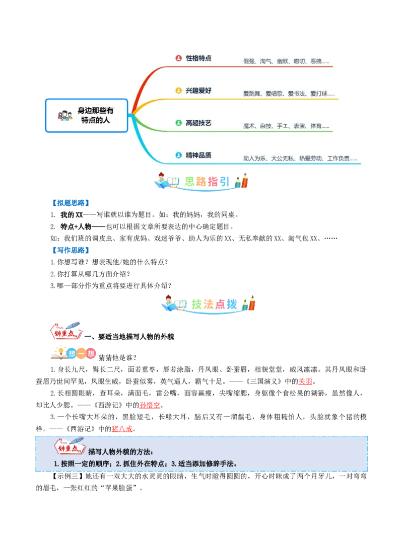《三（下）语文习作指导（同步作文写作指导+范文赏析+病文生格）-第6单元身边那些有特点的人_小学1-6年级全科全套_1-6年级全科下册_三年级_三年级下语文》第2页预览