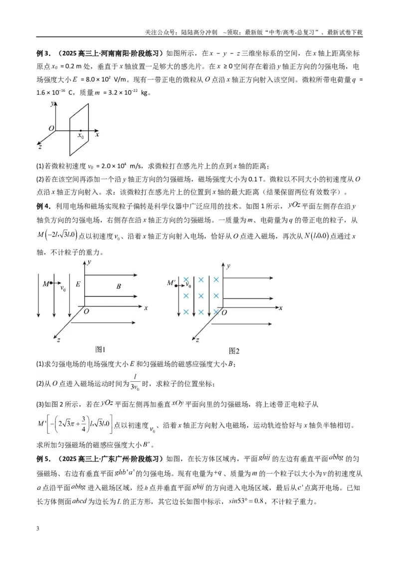 《专题20带电粒子在立体空间中的运动问题破译（原卷版）_04-物理-高考总复习_二轮复习_2025年_2025年高考物理二轮热点题型归纳与变式演练（新高考通用）》第3页预览