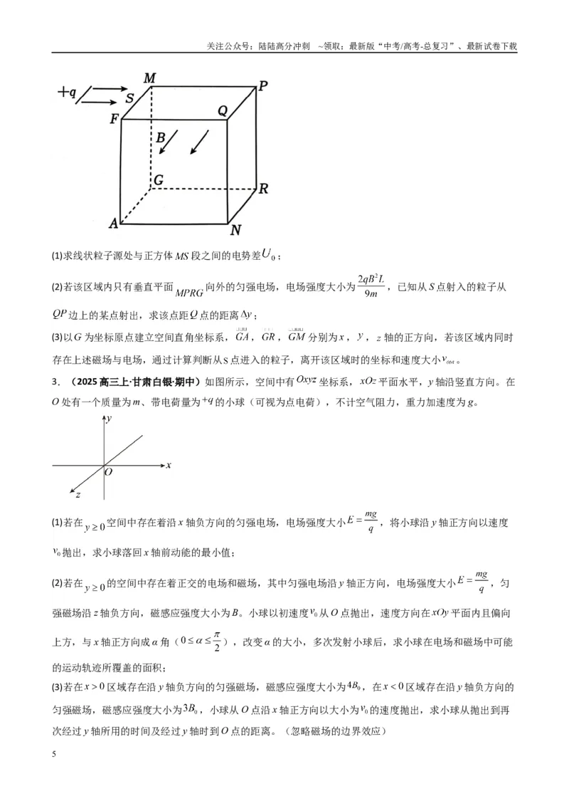 《专题20带电粒子在立体空间中的运动问题破译（原卷版）_04-物理-高考总复习_二轮复习_2025年_2025年高考物理二轮热点题型归纳与变式演练（新高考通用）》第5页预览