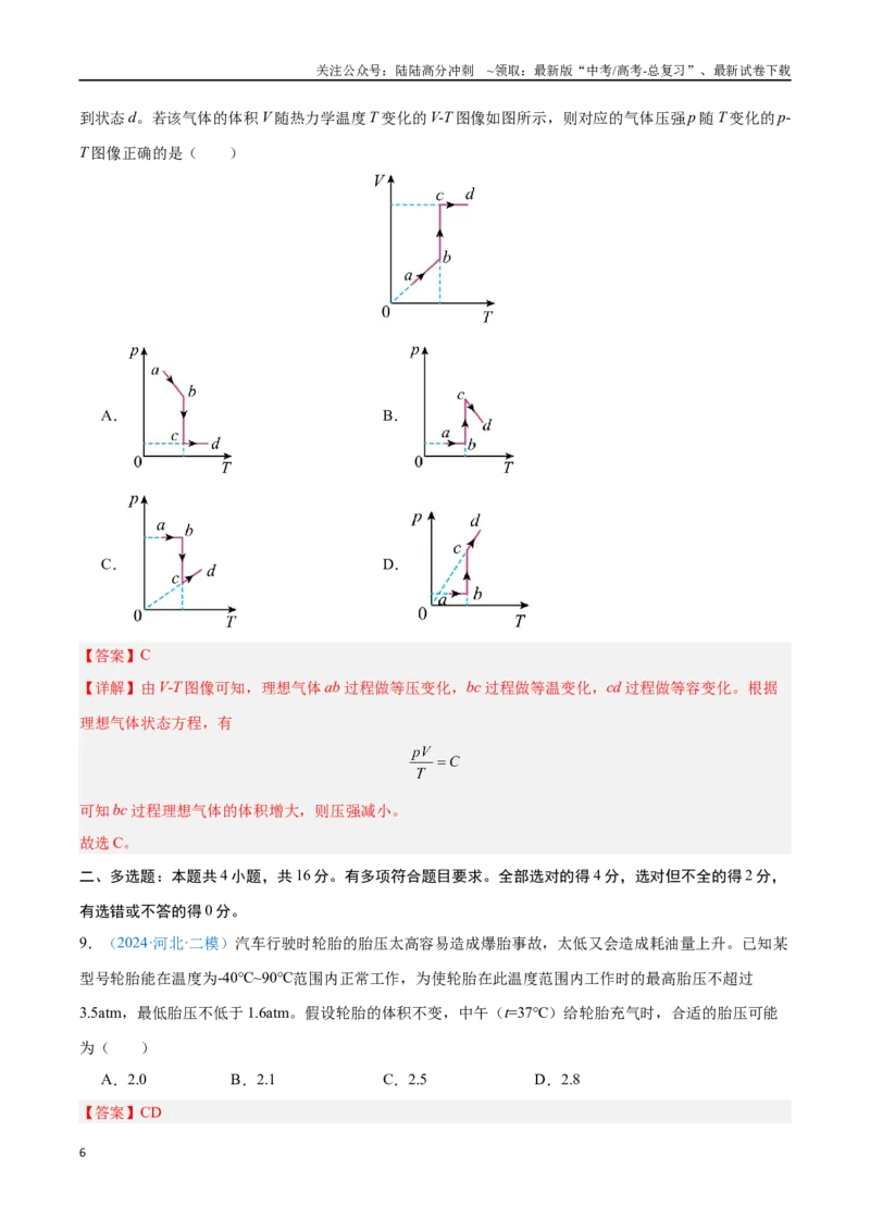 《专题24气体固态和液体（解析版）_04-物理-高考总复习_专项复习_2024年_2024年高考物理自我测评专题练（全国通用）_资料》第6页预览
