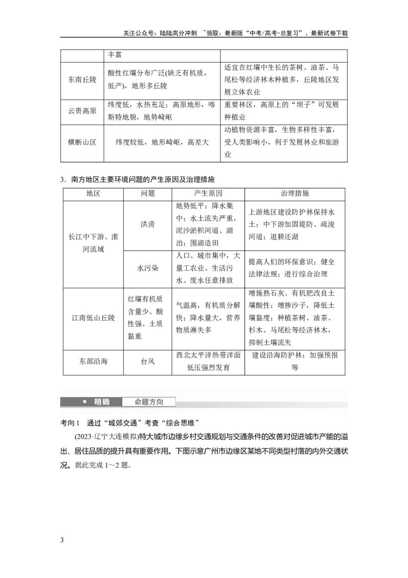 《第二章　第2讲　课时85　南方地区_07-地理-高考总复习_一轮复习_2025年_2025年大一轮复习讲义地理人教版_地理_大一轮复习讲义学生专用_2025大一轮复习讲义_第五部分　区域地理》第3页预览