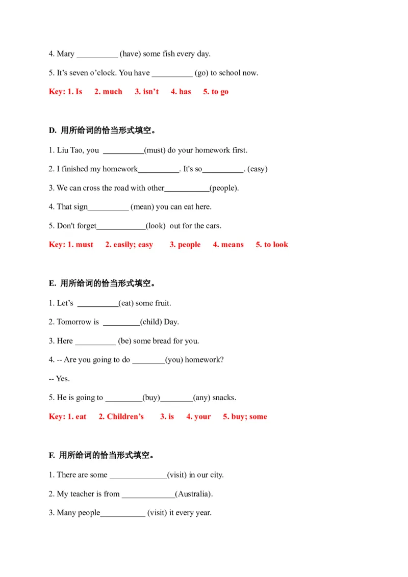 《期末易错题分类汇编用所给词的恰当形式填空（综合篇）六年级下册（答案版）_小学1-6年级全科全套_1-6年级全科下册_六年级_英语_英语六下译林版》第2页预览