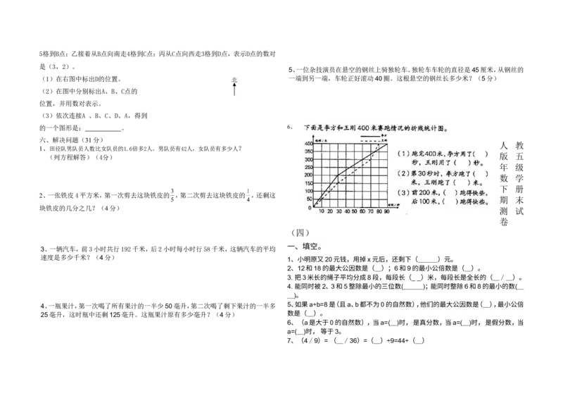 《人教版五年级数学下册期末测试卷精选(共7套)_小学1-6年级全科全套_1-6年级全科下册_五年级_五年级下数学_数学人教版试卷(1)_5下小学人教版数学习题试卷》第6页预览