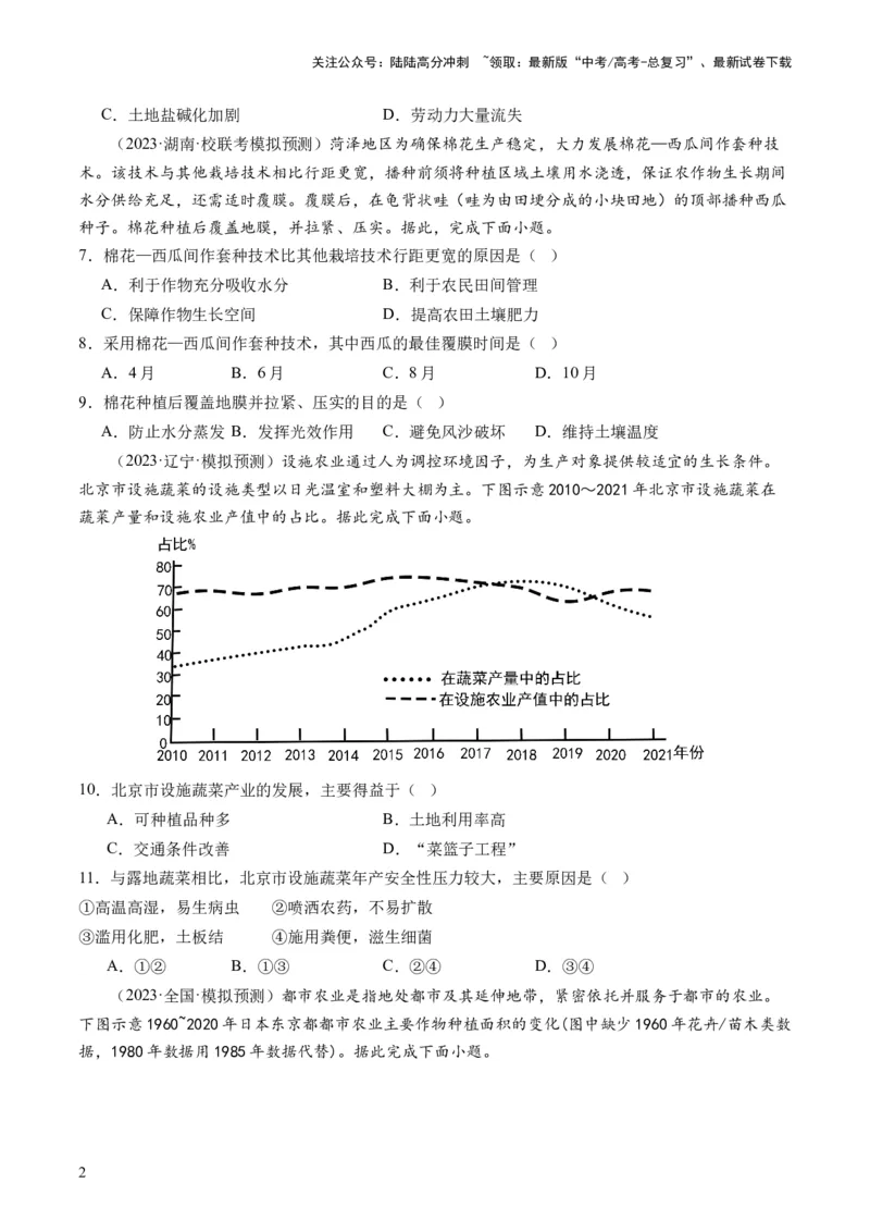 《第24讲农业区位因素及其变化（练习）（原卷版）_07-地理-高考总复习_一轮复习_2024年_2024年高考地理一轮复习讲练测（课件+讲义+练习）（新高考）_讲义+练习》第2页预览