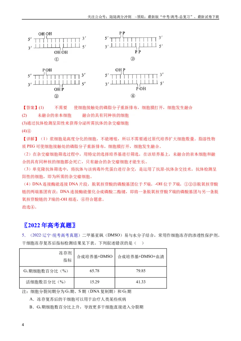 《专题20细胞工程与胚胎工程-五年（2019-2023）高考生物真题分项汇编（全国通用）（教师版）_06-生物-高考总复习_专项复习_2024年_2024年高考生物五年真题分项汇编（全国通用）》第4页预览