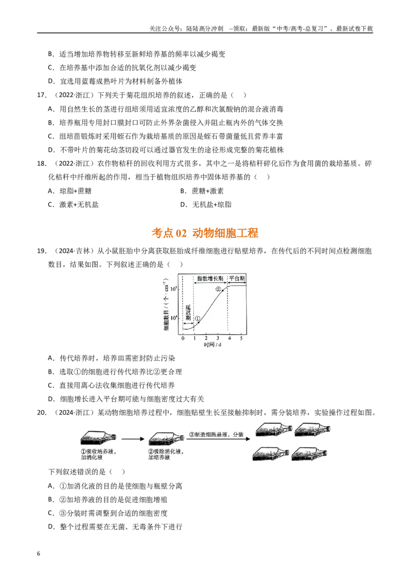 《专题17细胞工程与胚胎工程（原卷版）_06-生物-高考总复习_专项复习_2025年_五年2020-2024高考真题分类汇编生物真题分类汇编（全国通用）》第6页预览