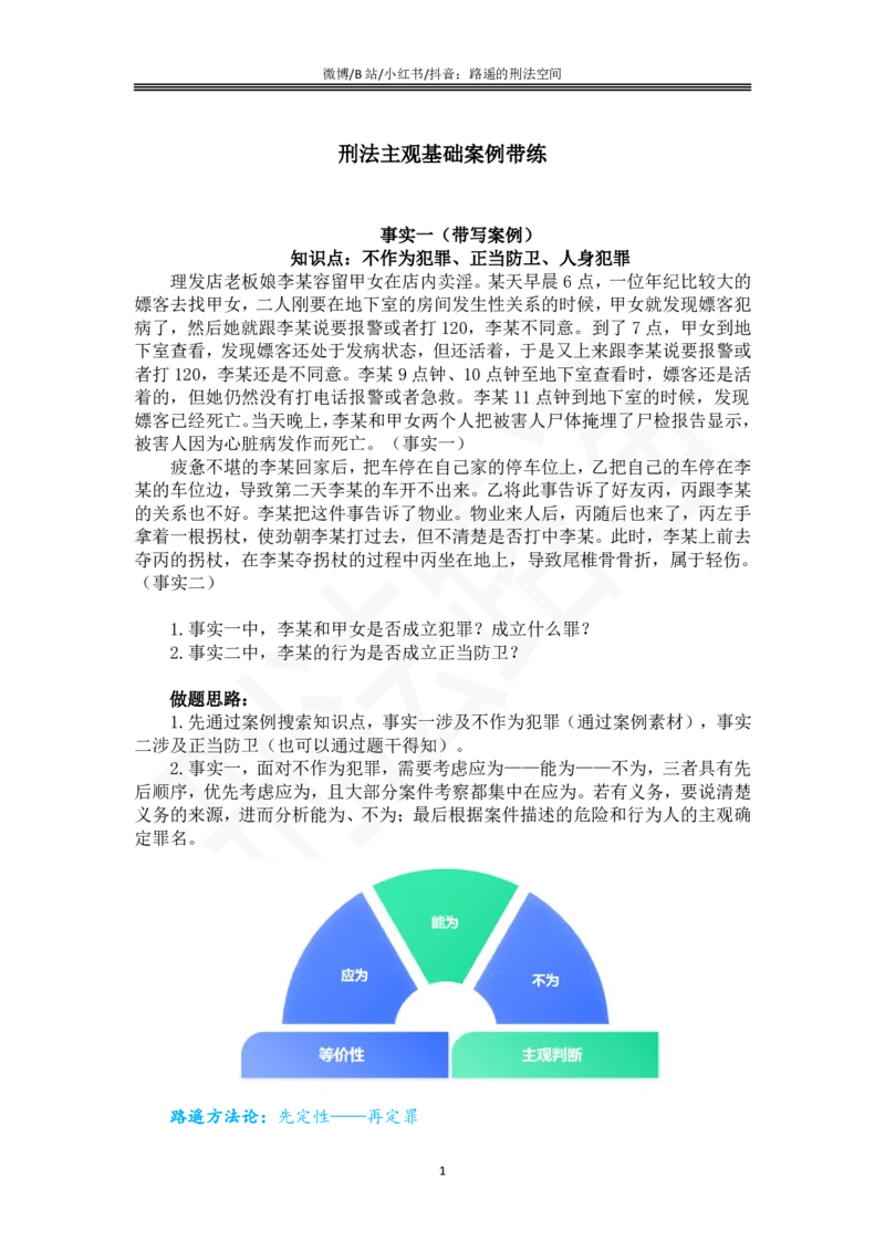 《路遥刑法主观专题小案例（解析版）_2026主观文档资料_路遥刑法主观专题小案例》第1页预览