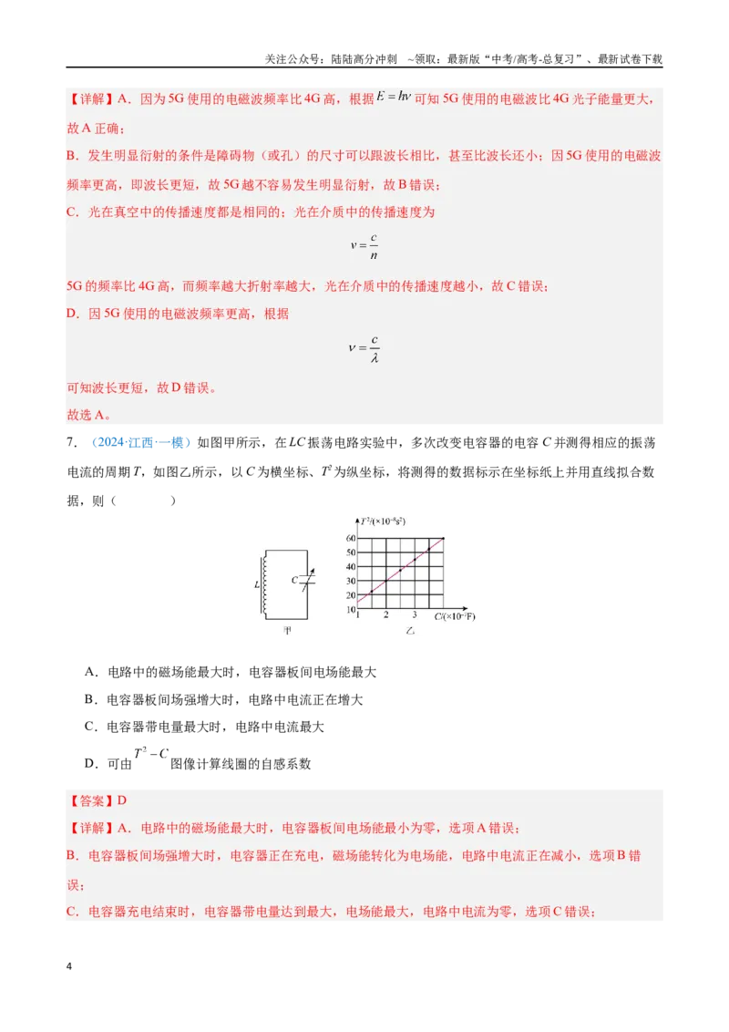 《专题21电磁振荡与电磁波（解析版）_04-物理-高考总复习_专项复习_2024年_2024年高考物理自我测评专题练（全国通用）_资料》第4页预览