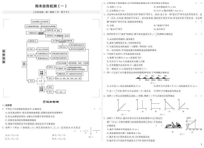 《（一）周末自我检测（二）期末专项复习_初中全科目同步习题+精品试卷（7-9年级）(1)_25秋初中物理《同步习题+精品试卷》_初中物理试卷人教版_《全品学练考》_全品学考练习-物理八上》第1页预览