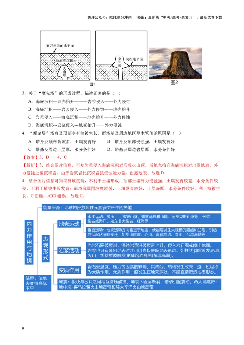 《第13讲内力作用与地表形态（板块运动与地质构造）（讲义）（教师版）_07-地理-高考总复习_一轮复习_2025年_2025年高考地理一轮复习讲义+练习+课件（新教材新高考）》第9页预览