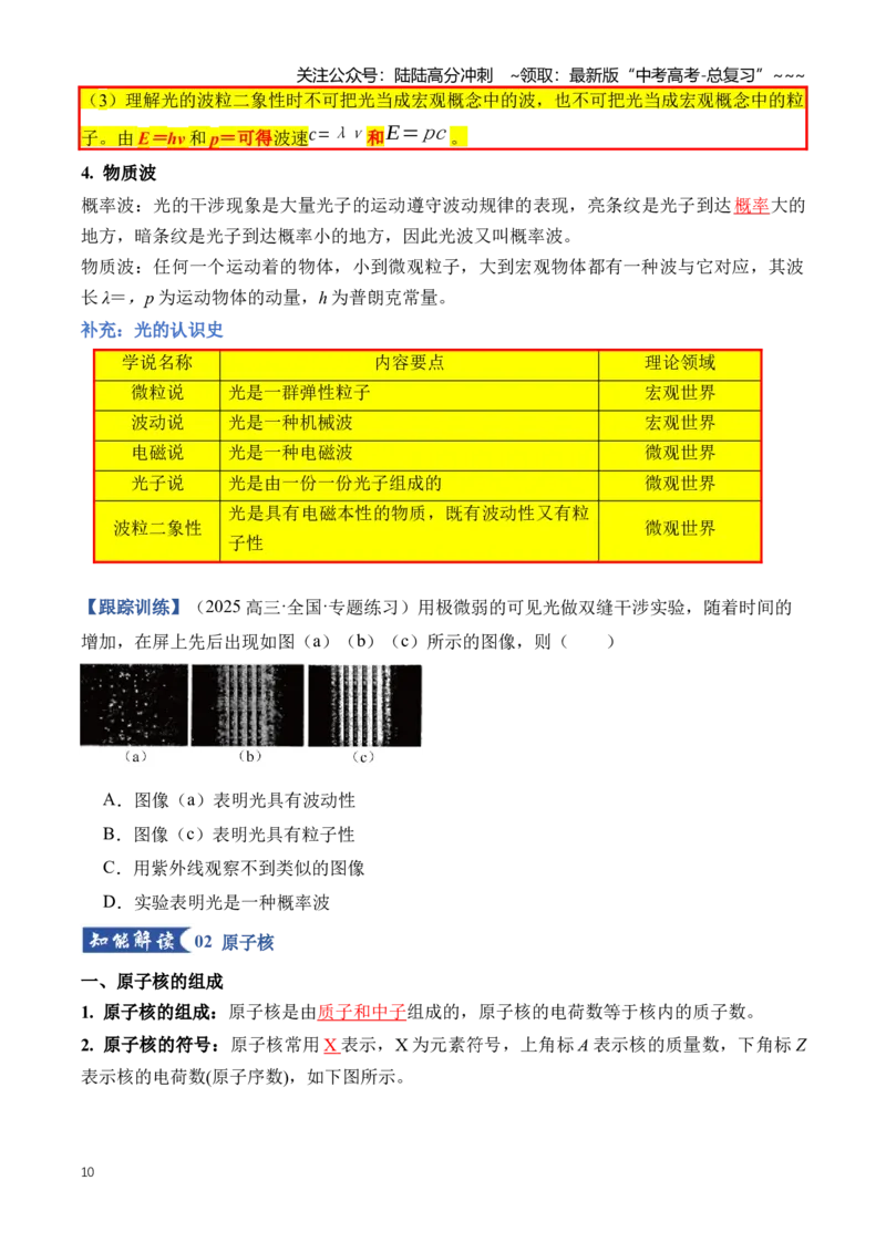 《专题18近代物理（知识清单）（全国通用）（学生版）_04-物理-高考总复习_一轮复习_2026年-物理高考一轮复习_2026年高考物理一轮复习讲义+练习+课件（新教材新高考）-G55_2026版》第10页预览