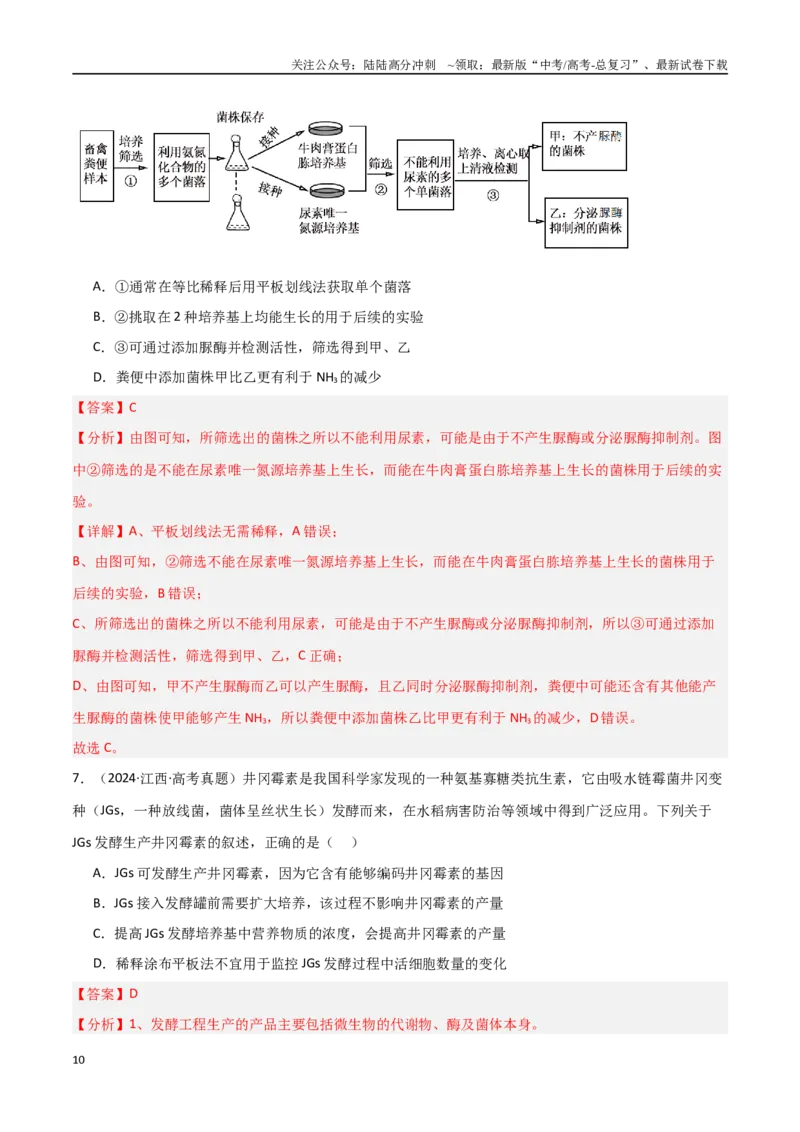 《专题18发酵工程（解析版）_06-生物-高考总复习_专项复习_2025年_2025年高考生物重难点讲义专练（新高考通用）》第10页预览