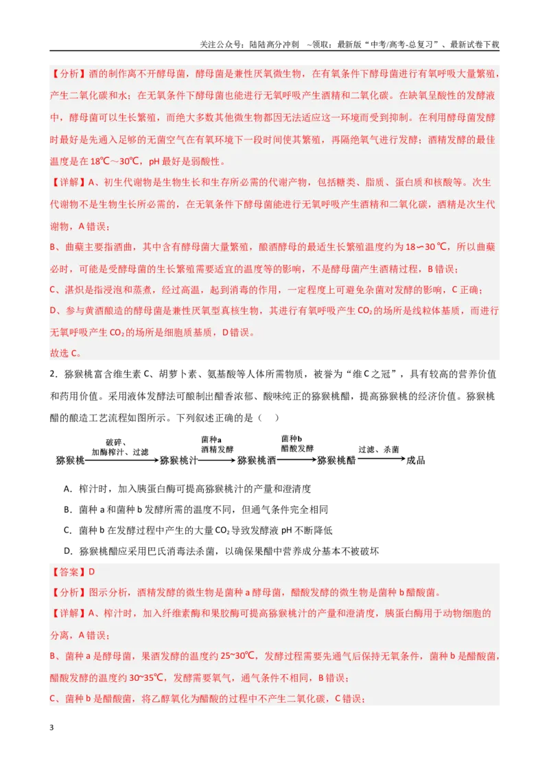 《专题18发酵工程（解析版）_06-生物-高考总复习_专项复习_2025年_2025年高考生物重难点讲义专练（新高考通用）》第3页预览