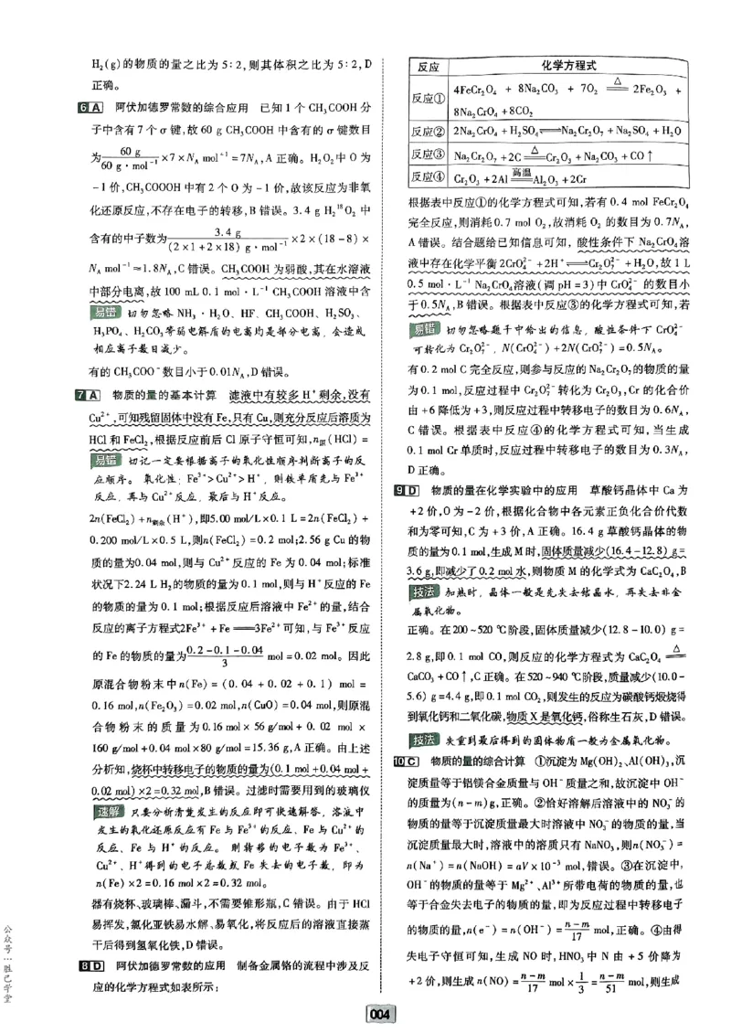 《2025版《天星·一轮滚动双侧卷》化学解析册_2025版天星一轮滚动双测卷数理化生》第6页预览