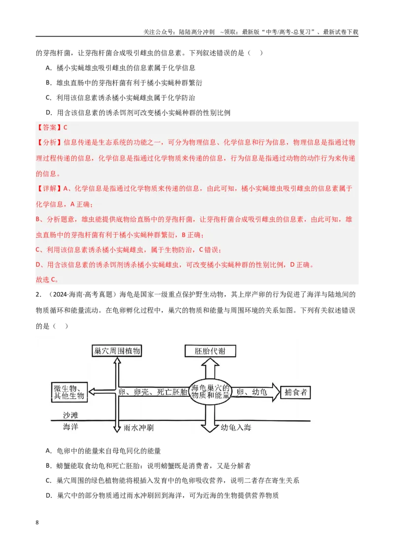 《专题17生态系统及其稳定性（解析版）_06-生物-高考总复习_专项复习_2025年_2025年高考生物重难点讲义专练（新高考通用）》第8页预览