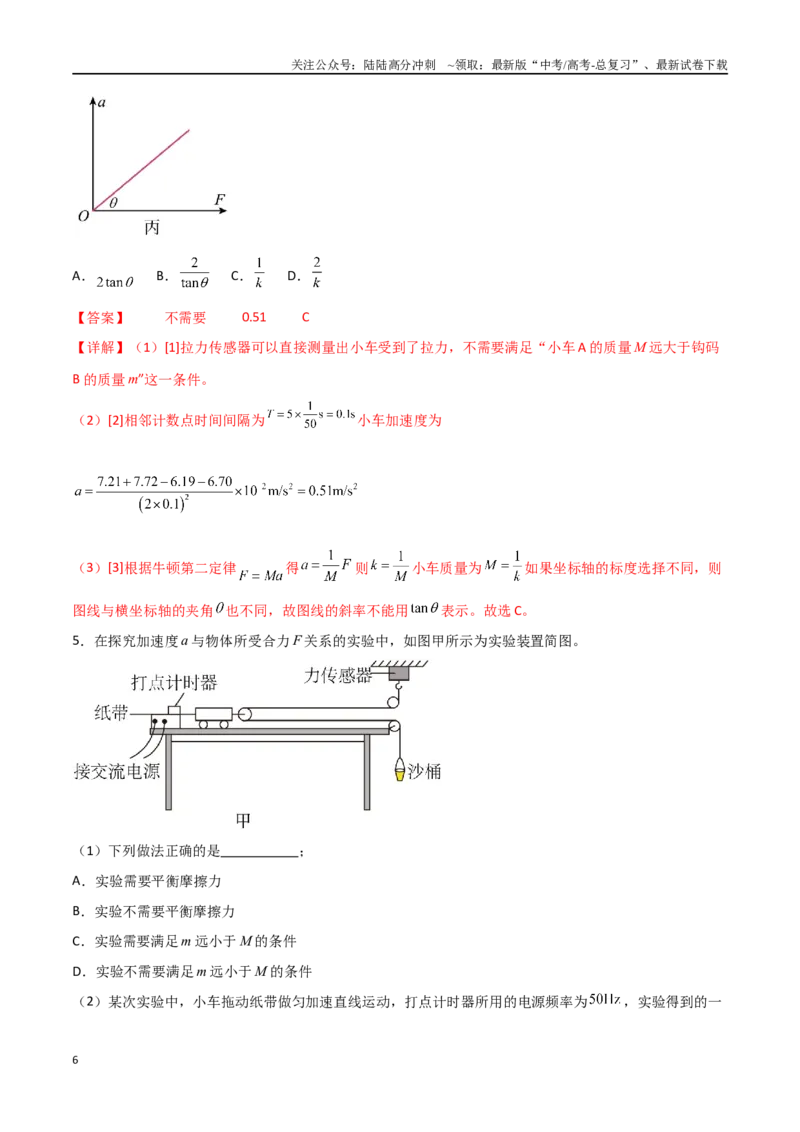 《专题19探究加速度与力、质量的关系（解析版）_04-物理-高考总复习_一轮复习_2024年_2024年高考物理一轮复习热点重点难点题型练习提升_第三部分牛顿运动定律(6)份》第6页预览