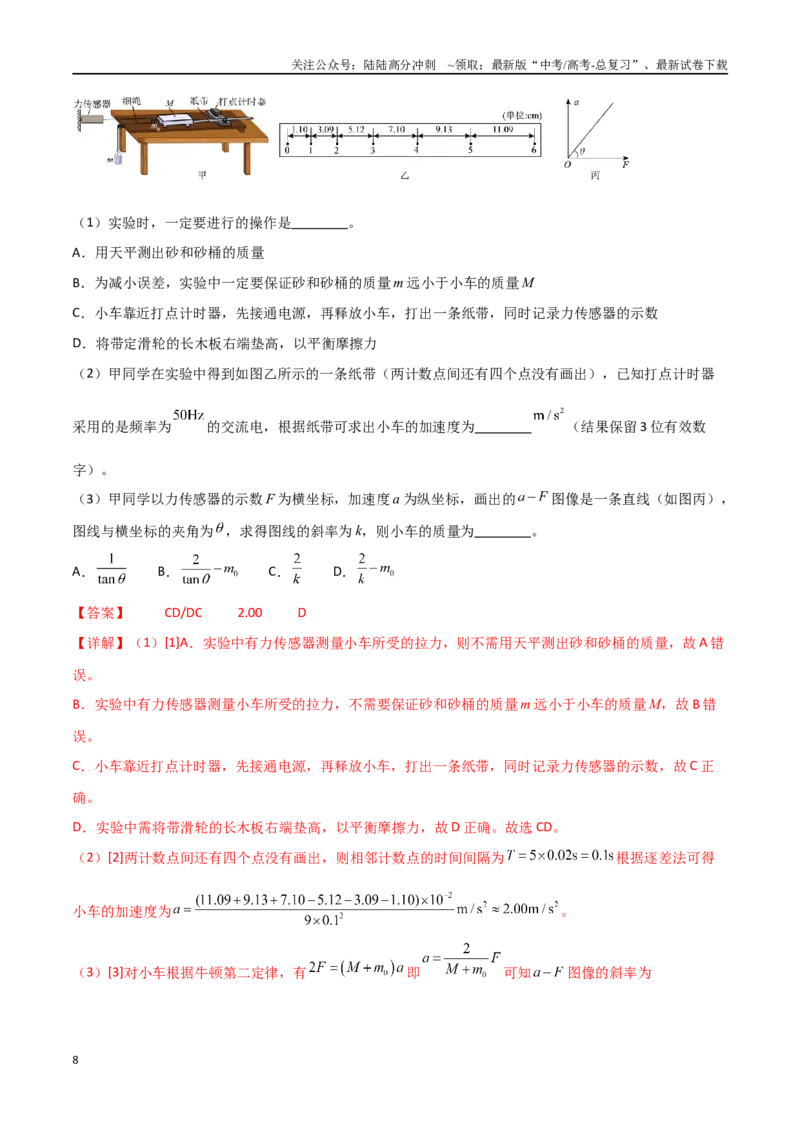 《专题19探究加速度与力、质量的关系（解析版）_04-物理-高考总复习_一轮复习_2024年_2024年高考物理一轮复习热点重点难点题型练习提升_第三部分牛顿运动定律(6)份》第8页预览