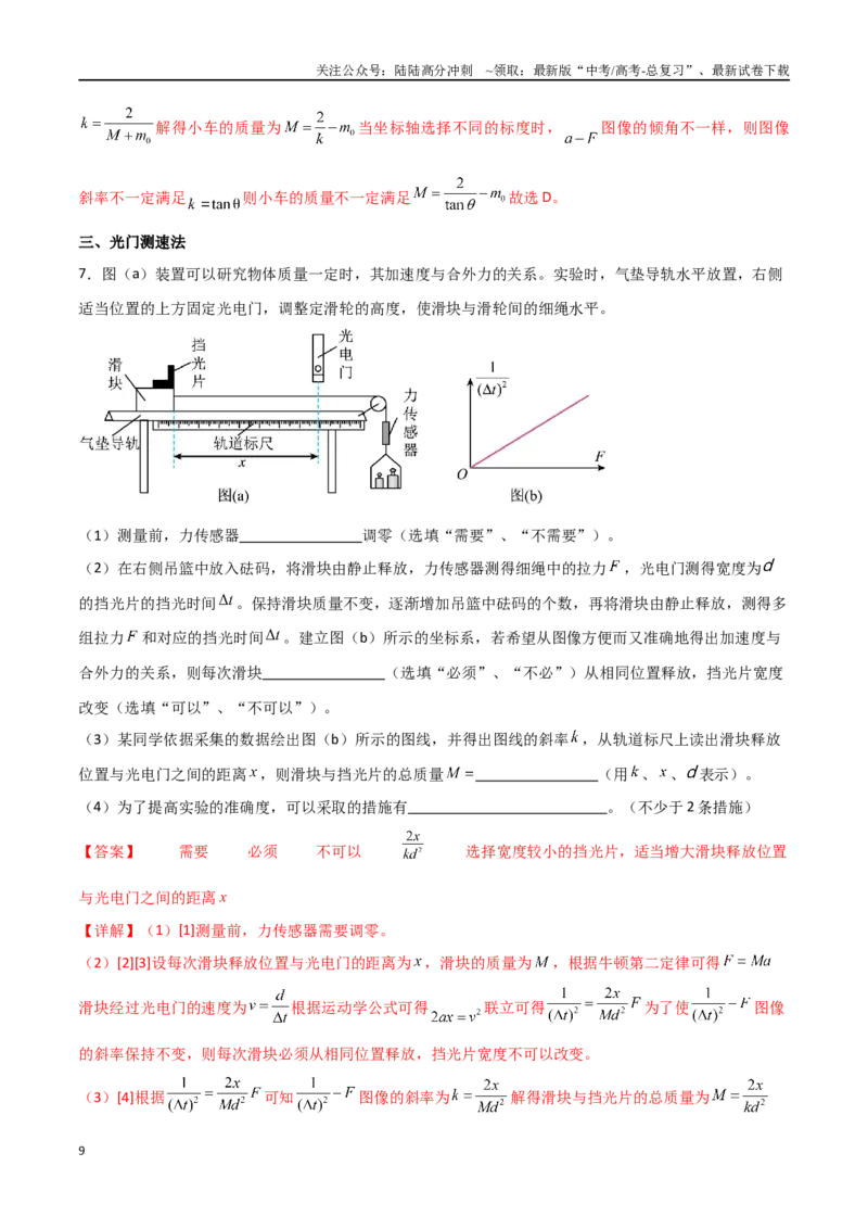 《专题19探究加速度与力、质量的关系（解析版）_04-物理-高考总复习_一轮复习_2024年_2024年高考物理一轮复习热点重点难点题型练习提升_第三部分牛顿运动定律(6)份》第9页预览