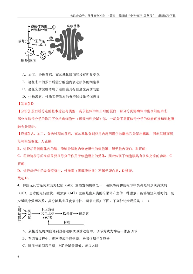 《专题27体液调节（解析版)_06-生物-高考总复习_一轮复习_2024年_2024年高考生物一轮复习重难点专项突破_资料》第4页预览
