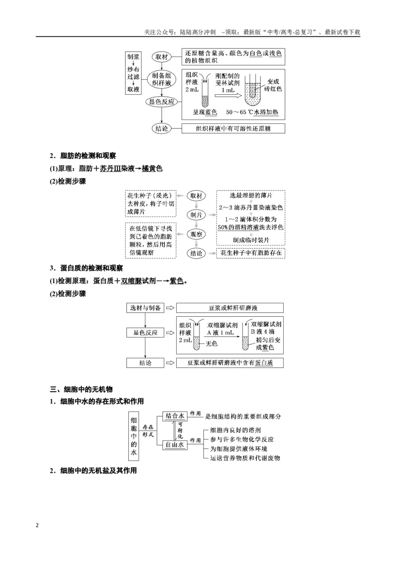 《专题2细胞中的元素和化合物（解析版)_06-生物-高考总复习_一轮复习_2024年_2024年高考生物一轮复习重难点专项突破_资料》第2页预览