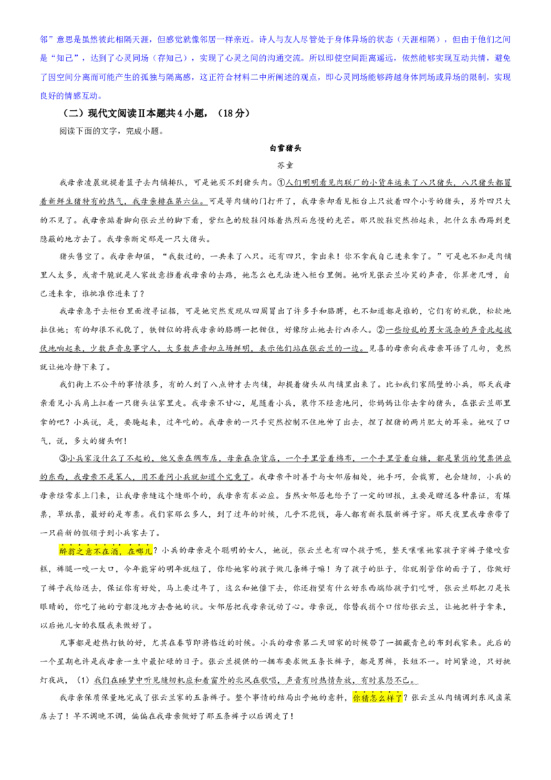《专题46辽宁省沈阳市郊联体高三上期中联考语文试题（教师版）_专项复习_2026年-语文专项复习_192026年高考语文备考：各省市模拟试卷彩色批注解析宝鉴》第4页预览