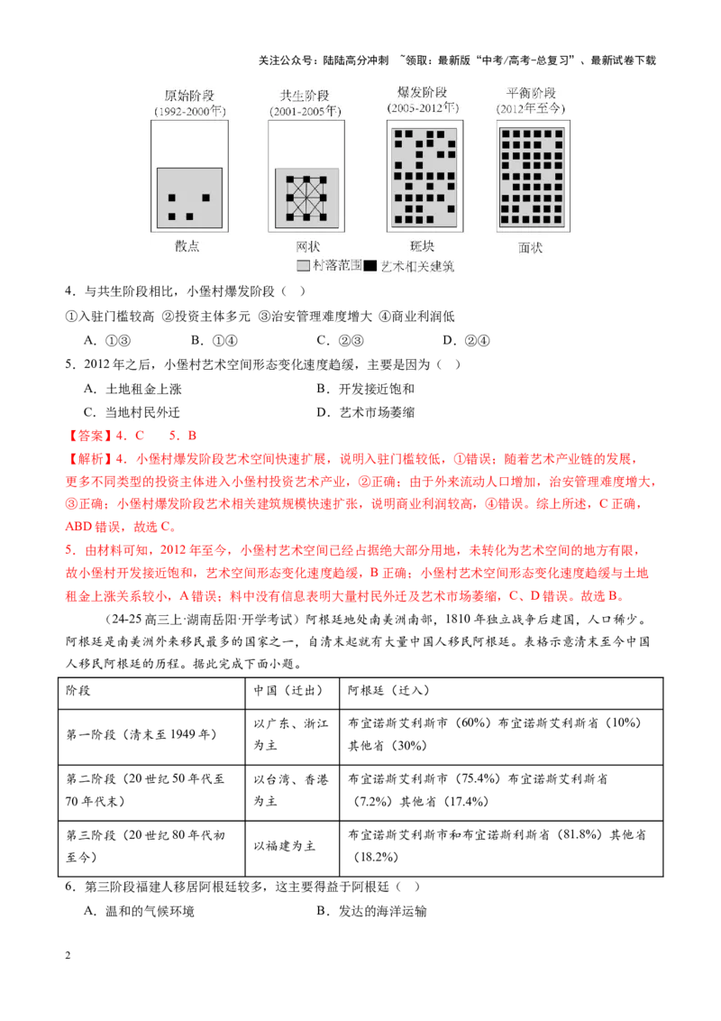 《高考大专题人文地理（专题测试卷二）（教师版）_07-地理-高考总复习_一轮复习_2025年_2025年高考地理一轮复习讲义+练习+课件（新教材新高考）》第2页预览