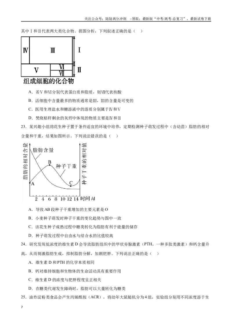 《专题3糖类和脂质（原卷版)_06-生物-高考总复习_一轮复习_2024年_2024年高考生物一轮复习重难点专项突破_资料》第7页预览