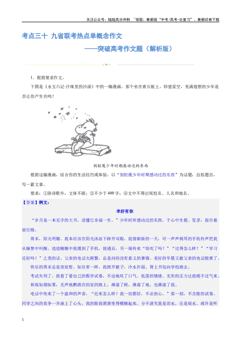 《专题30九省联考热点单概念作文（练习）-2024年高考语文二轮复习讲练测（新教材新高考）(解析版)_二轮复习_2024年_2024年高考语文二轮复习讲练测（新教材新高考）_配套练习》第1页预览