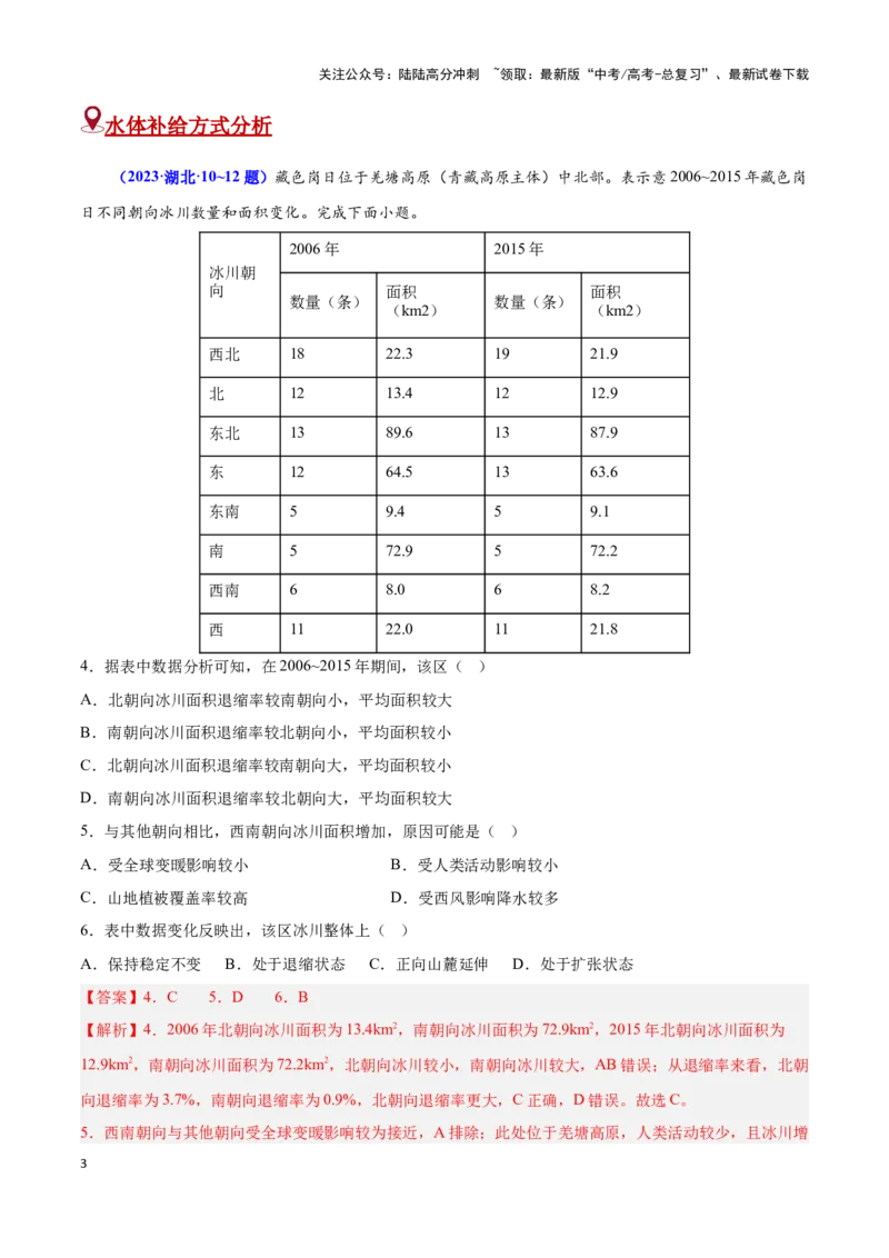 《问题1水量收支（热点题型狂练）-（教师版）_07-地理-高考总复习_专项复习_2025年_2025年高考地理复习热点题型直击_资料》第3页预览