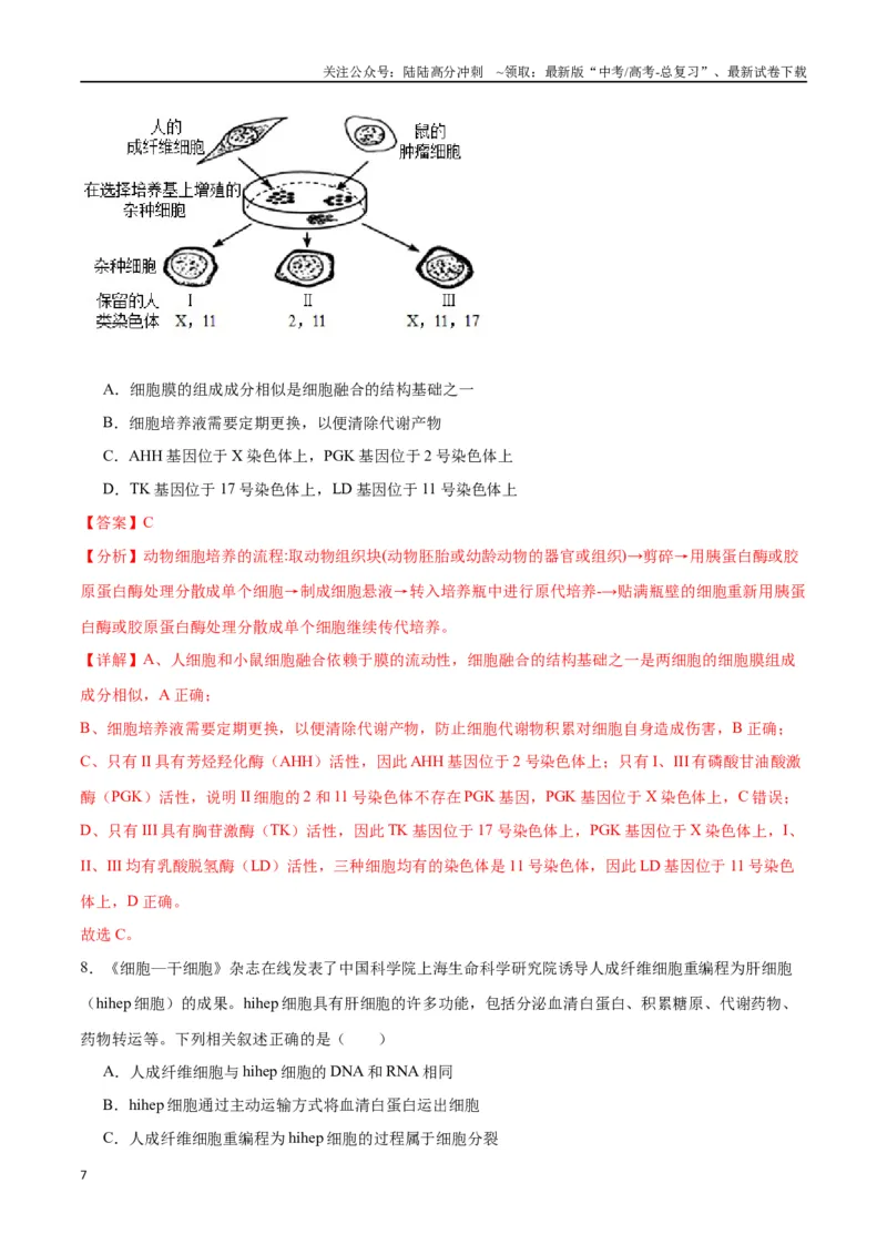 《专题41动物细胞工程（解析版）_06-生物-高考总复习_一轮复习_2024年_2024年高考生物一轮复习重难点专项突破_资料》第7页预览