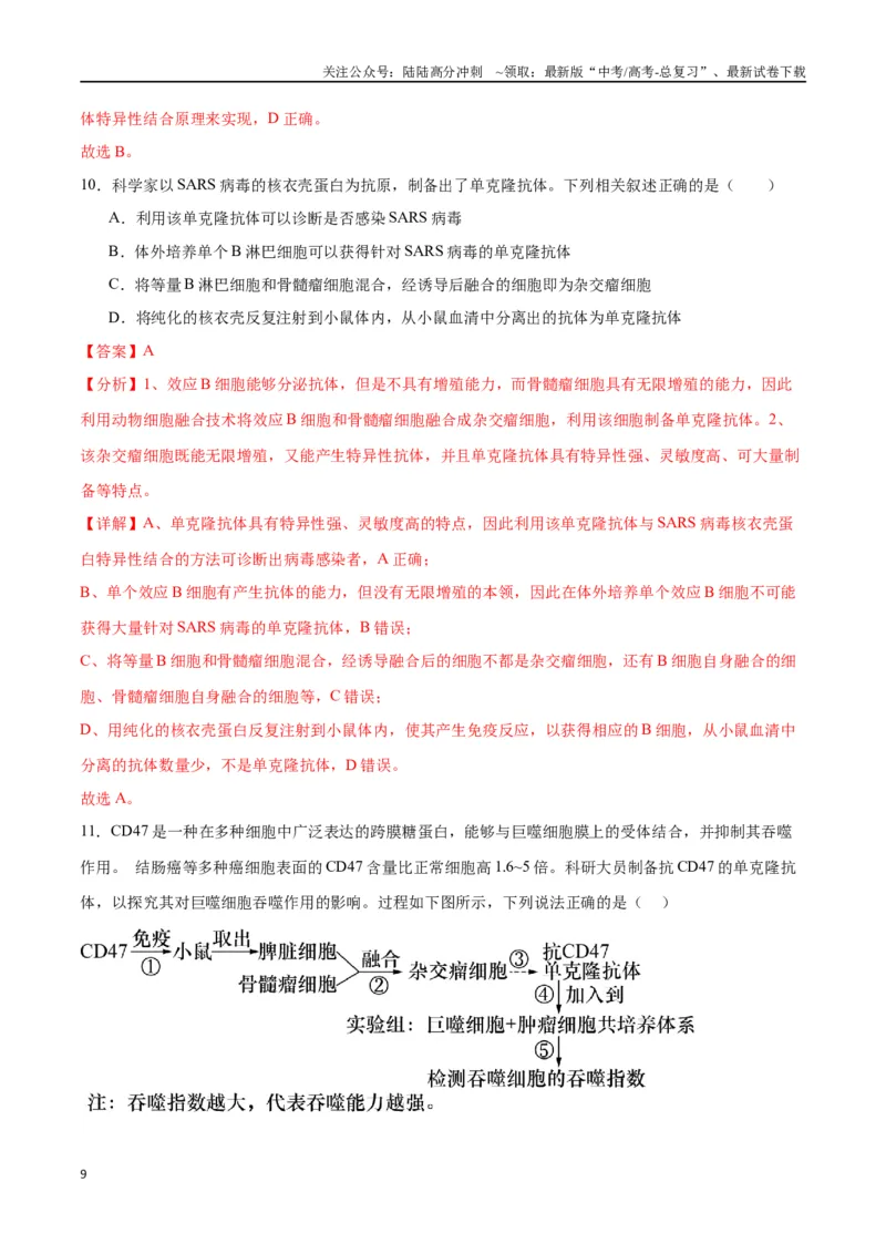 《专题41动物细胞工程（解析版）_06-生物-高考总复习_一轮复习_2024年_2024年高考生物一轮复习重难点专项突破_资料》第9页预览