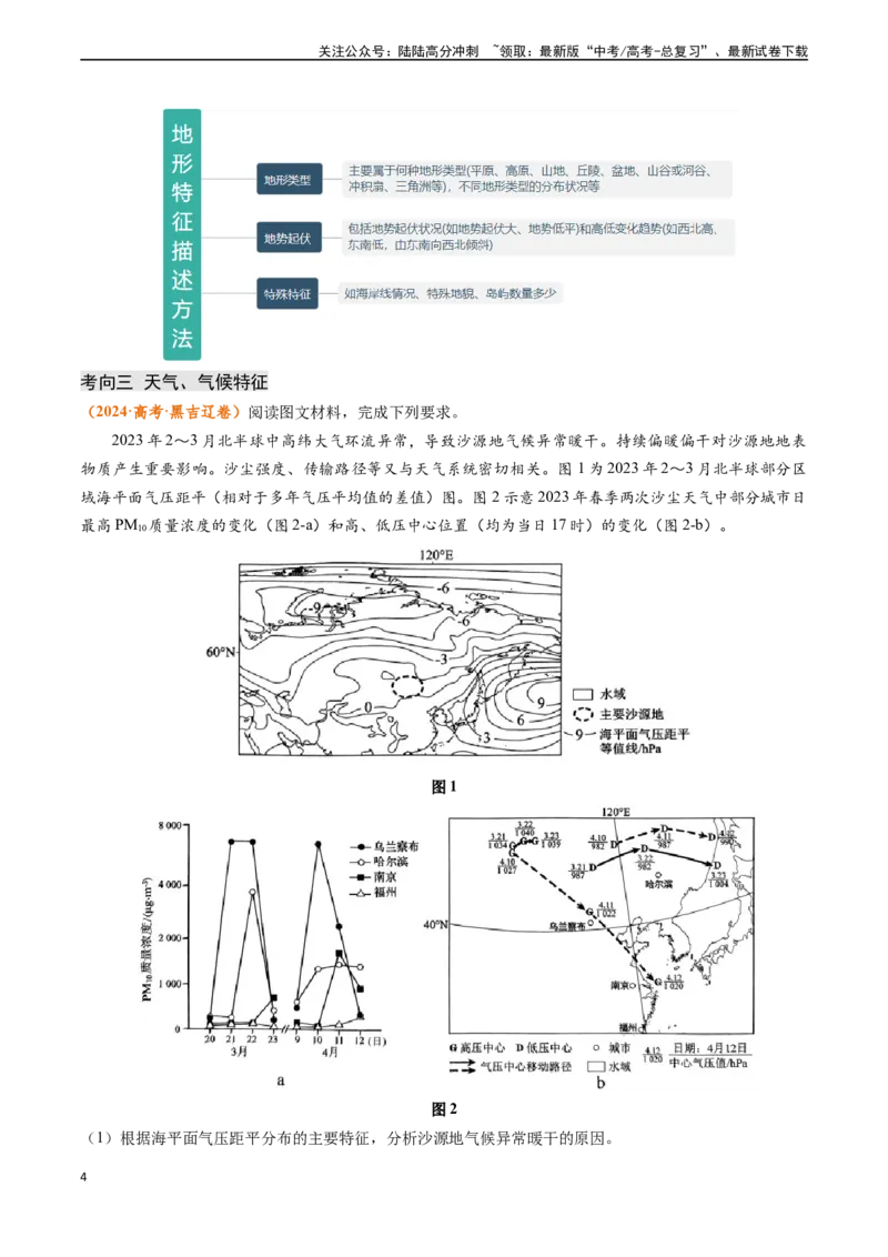 《题型01特征描述类题型-（新高考通用）（原卷版）_07-地理-高考总复习_专项复习_2024年_2024高考地理真题题源解密（新高考通用）》第4页预览