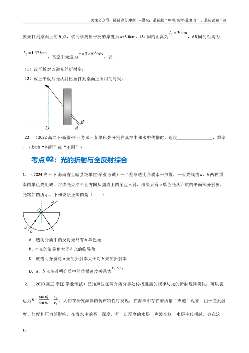 《专题29光学（学生版）_04-物理-高考总复习_专项复习_2025年_2025年高中学业水平合格考物理真题分类汇编（全国通用）》第10页预览