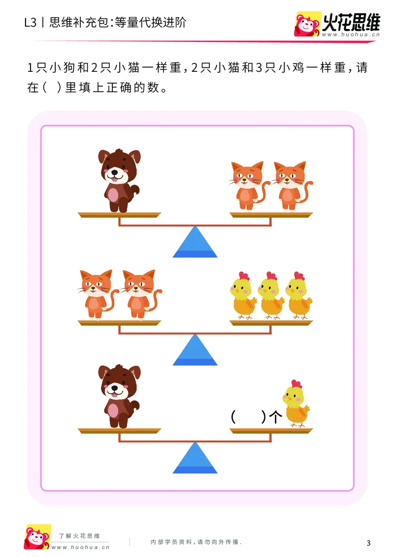 《第13专题_代换推理_等量代换进阶_基础巩固包_201901251852571_（G1450)火花思维幼小衔接及L1-L5_L3完结_L3完结48课_代换推理》第3页预览