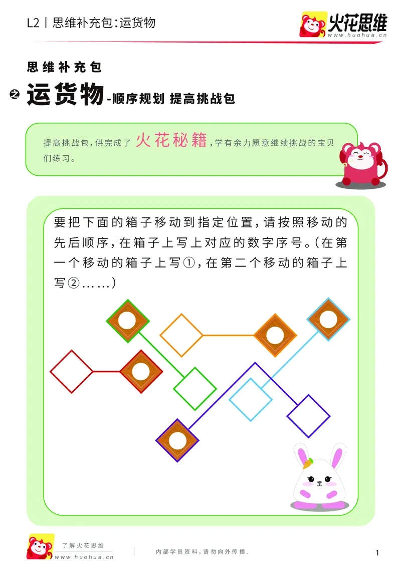 《第16专题_顺序规划_运货物_提高挑战包_202003061406301_（G1450)火花思维幼小衔接及L1-L5_L2完结_L2完结AI41-88_补充资料练习册_16顺序规划》第1页预览