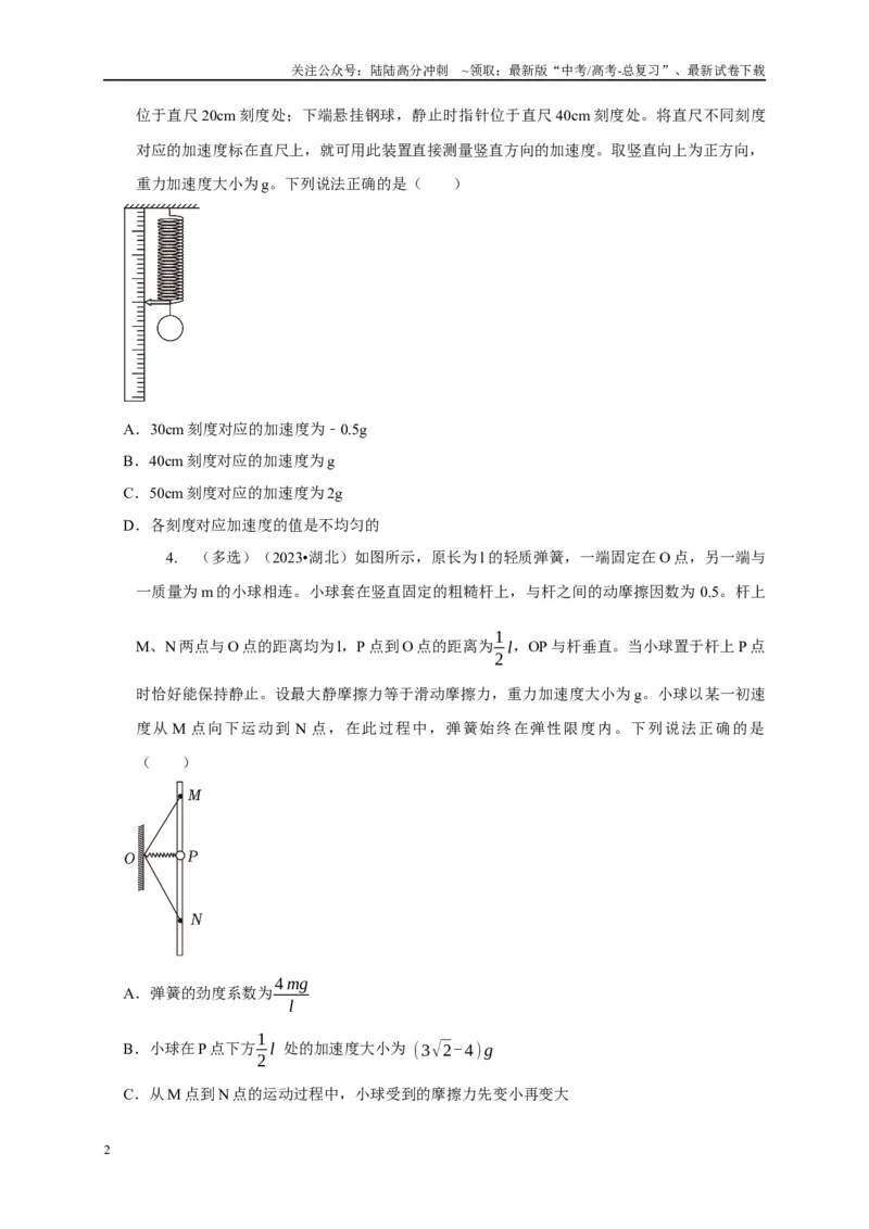 《专题4弹簧模型（学生版）_04-物理-高考总复习_专项复习_2025年_2025年高中高考物理模型与方法_资料_1高三物理常见模型与方法强化练》第2页预览