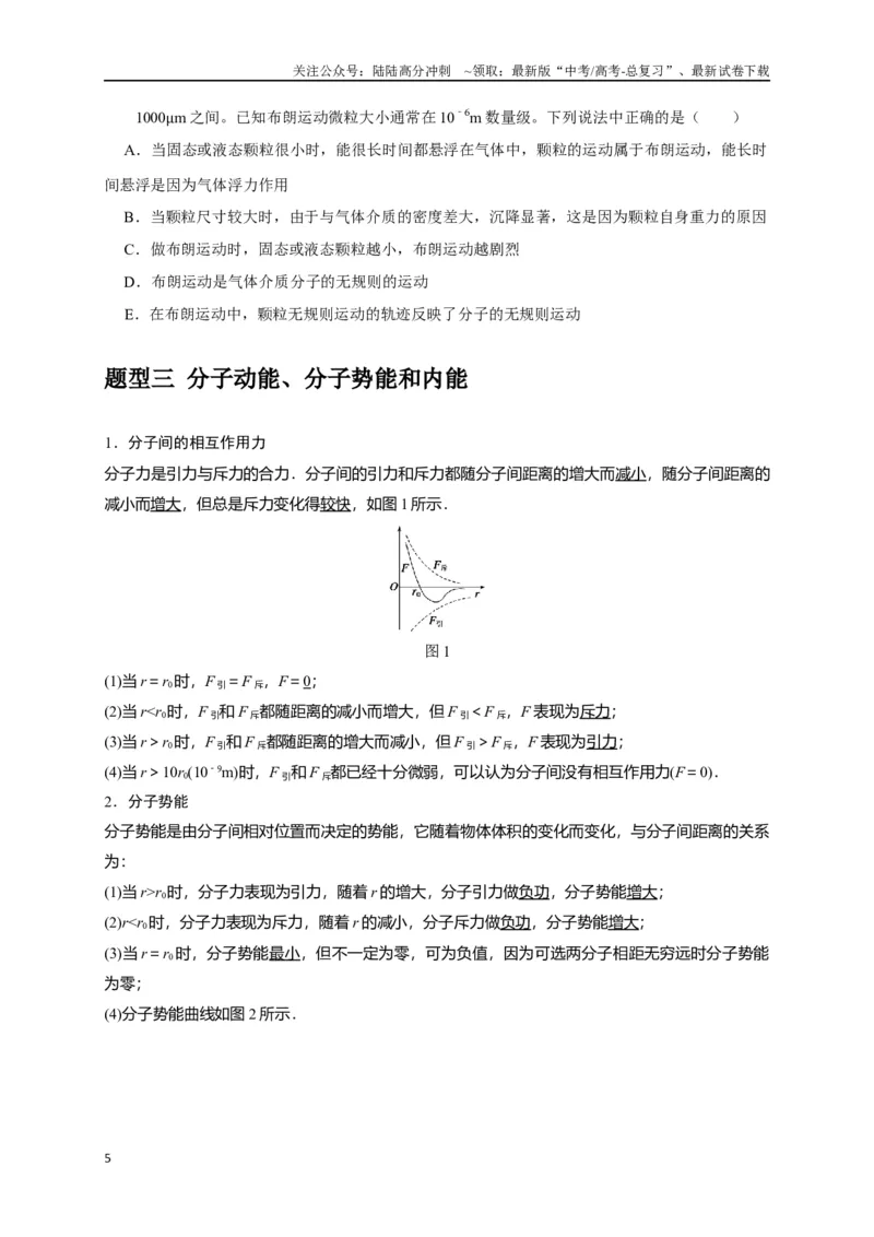 《专题29分子动理论（原卷版）_04-物理-高考总复习_专项复习_2024年_2024高考物理三轮冲刺复习热点知识讲练题型归纳练_资料》第5页预览