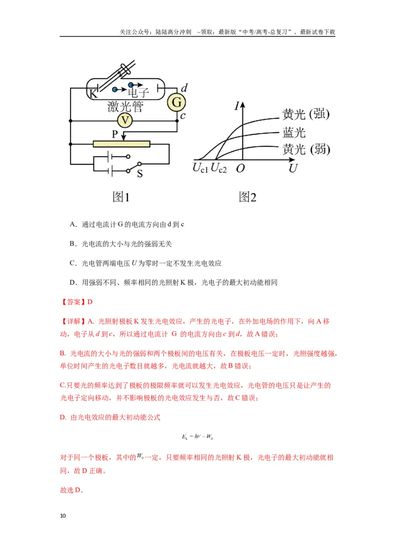 《专题32近代物理初步（教师版）_04-物理-高考总复习_专项复习_2025年_2025年高中高考物理模型与方法_资料_7高考热点题型归类（一轮）》第10页预览
