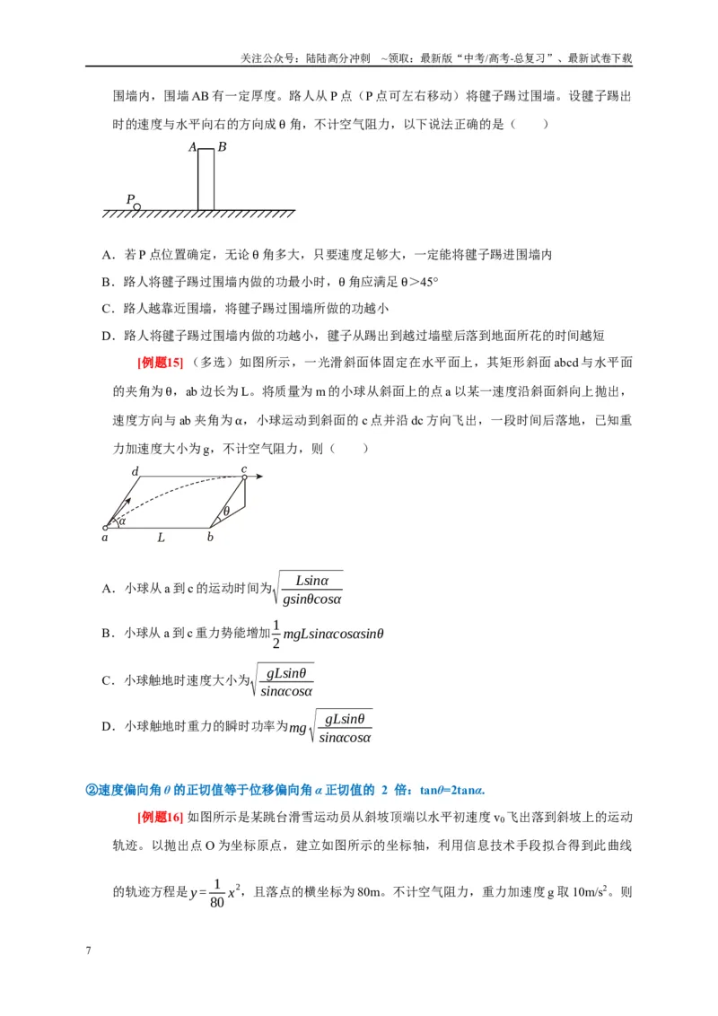 《专题4曲线运动（原卷版）_04-物理-高考总复习_专项复习_2024年_2024高考物理复习二级结论题型详解全面复习知识点_资料》第7页预览