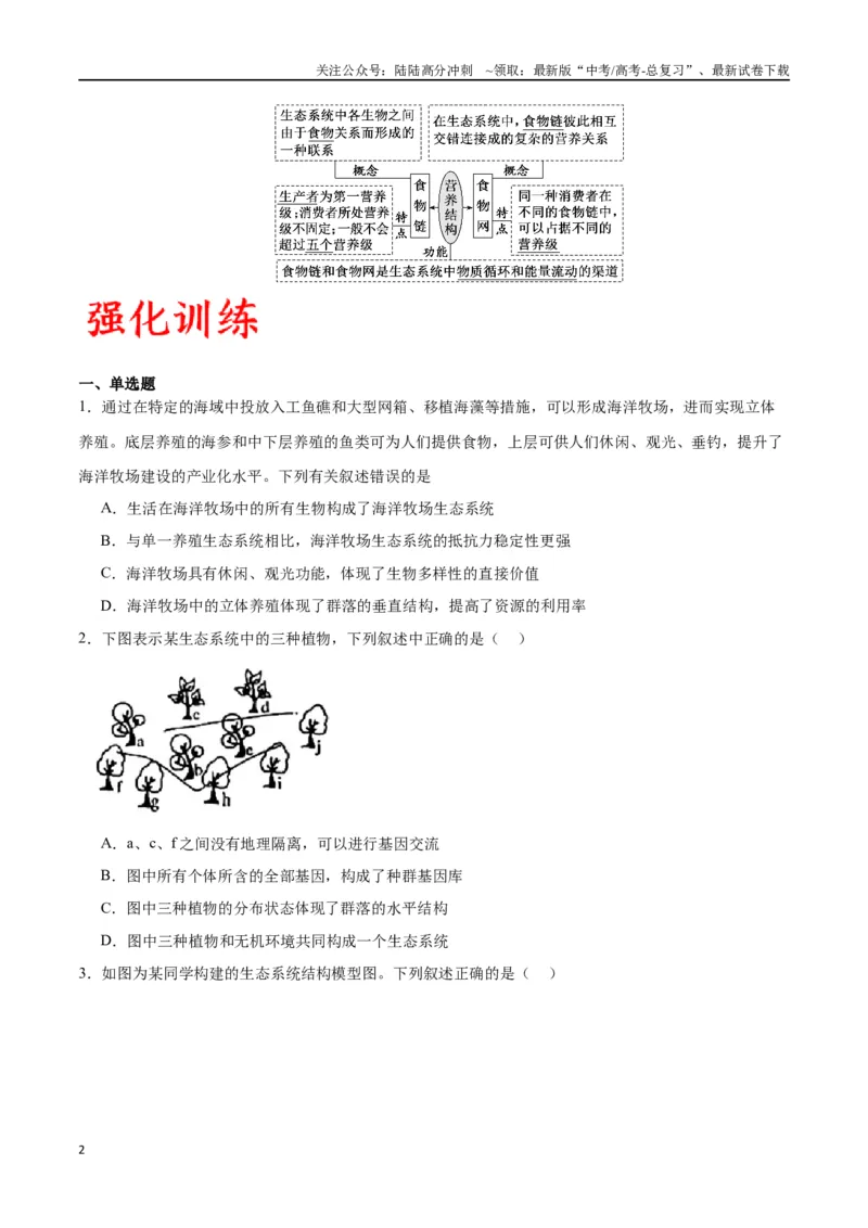 《专题35生态系统的结构（原卷版)_06-生物-高考总复习_一轮复习_2024年_2024年高考生物一轮复习重难点专项突破_资料》第2页预览