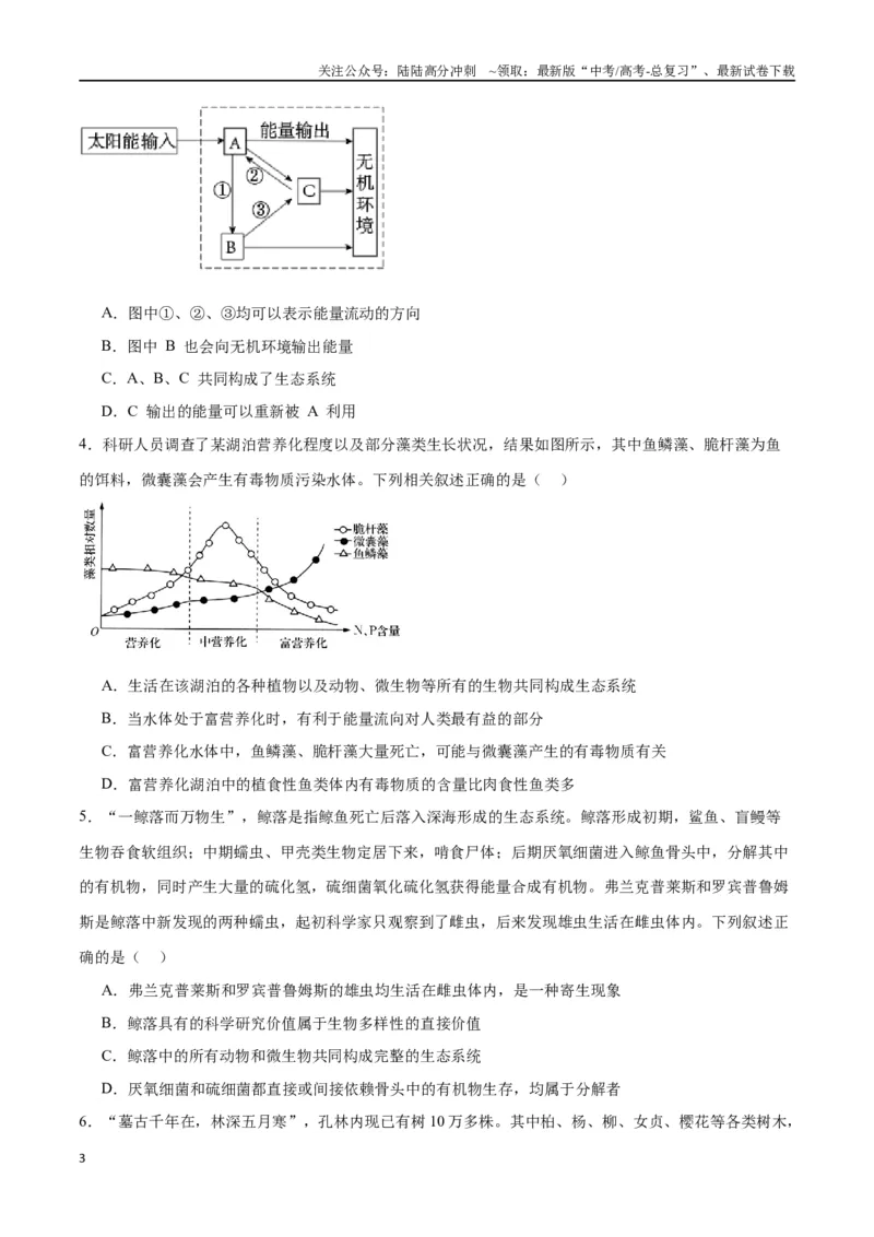 《专题35生态系统的结构（原卷版)_06-生物-高考总复习_一轮复习_2024年_2024年高考生物一轮复习重难点专项突破_资料》第3页预览