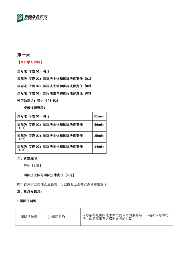 《专辅版2026年精讲卷每日计划-三国法（完结，共9天）_2026法考客观_众-H_2026ZH法考专题讲座精讲卷8科合集视频+讲义+每日计划+打卡表_三国法每日计划+打卡表》第2页预览