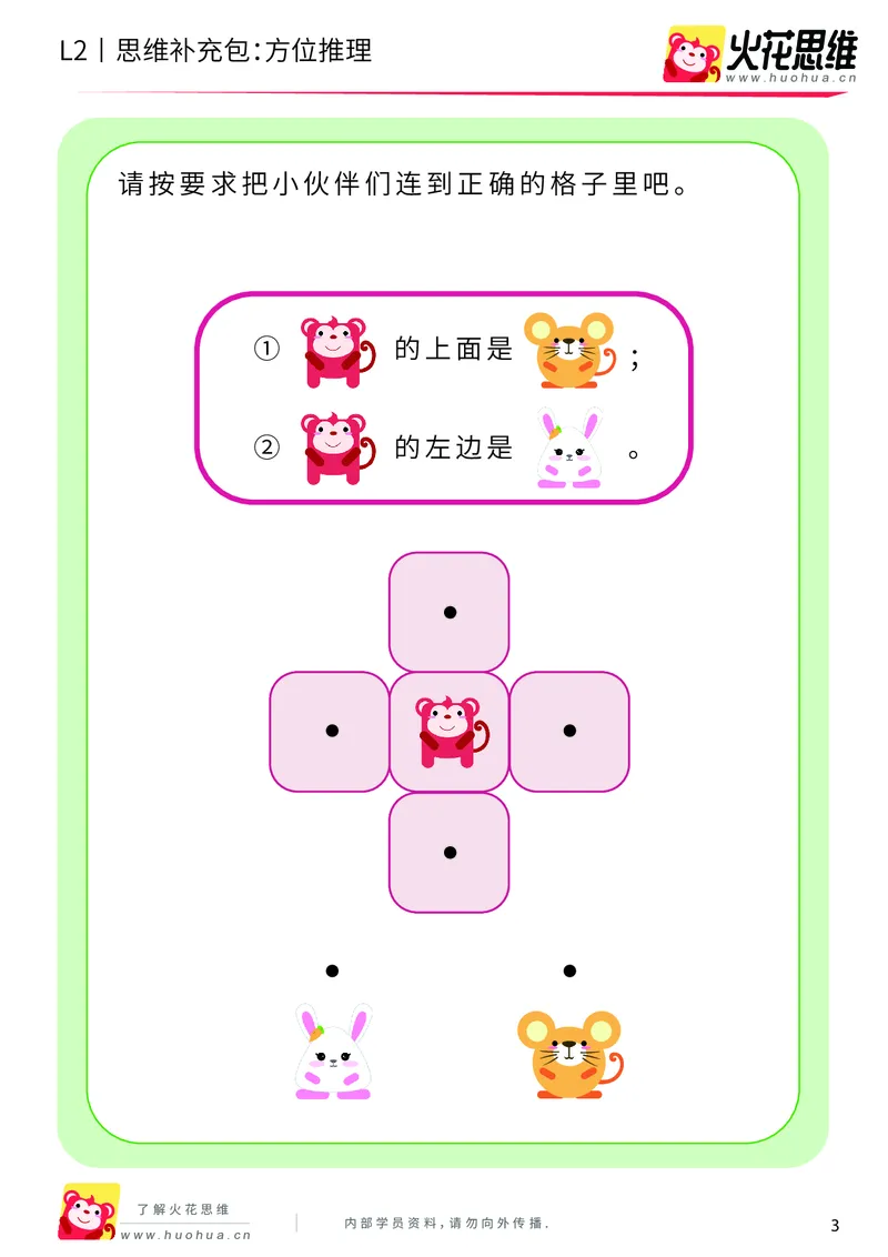 《第12专题_空间方位_方位推理_基础巩固包_201911211528311_（G1450)火花思维幼小衔接及L1-L5_L2完结_L2完结AI41-88_补充资料练习册_12空间方位》第3页预览