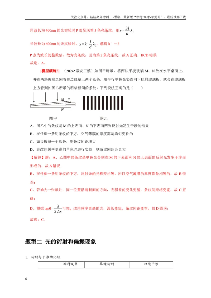《专题34光的波动性电磁波和相对论（解析版）_04-物理-高考总复习_专项复习_2025年_2025新版高考物理复习知识点梳理加题型归纳原卷加解析_资料》第6页预览