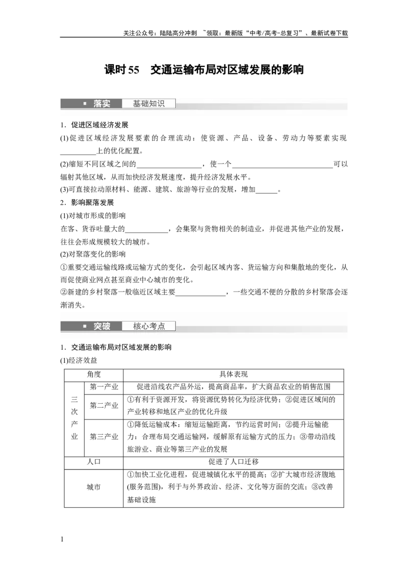 《第二部分　第四章　课时55　交通运输布局对区域发展的影响_07-地理-高考总复习_一轮复习_2024年_2024高考地理大一轮复习课件讲义新人教版知识总结_学生版在此文件夹_大一轮复习讲义》第1页预览