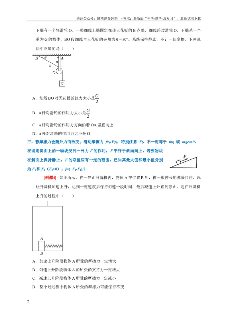 《专题2力的平衡问题（原卷版）_04-物理-高考总复习_专项复习_2024年_2024高考物理复习二级结论题型详解全面复习知识点_资料》第2页预览